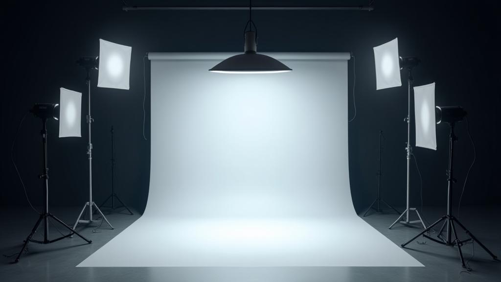 Cenário de estúdio de fotografia profissional com iluminação