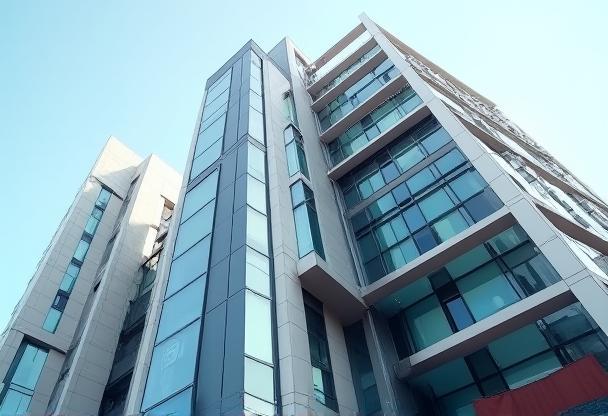 Fotografia de arquitetura do exterior de um prédio moderno