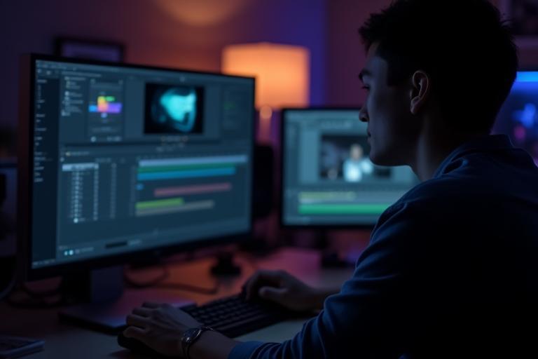 Fotógrafo editando imagens em um computador com software de edição